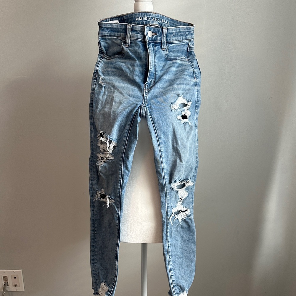 American Eagle Outfitters Ripped Light Blue Skinny Jeans
